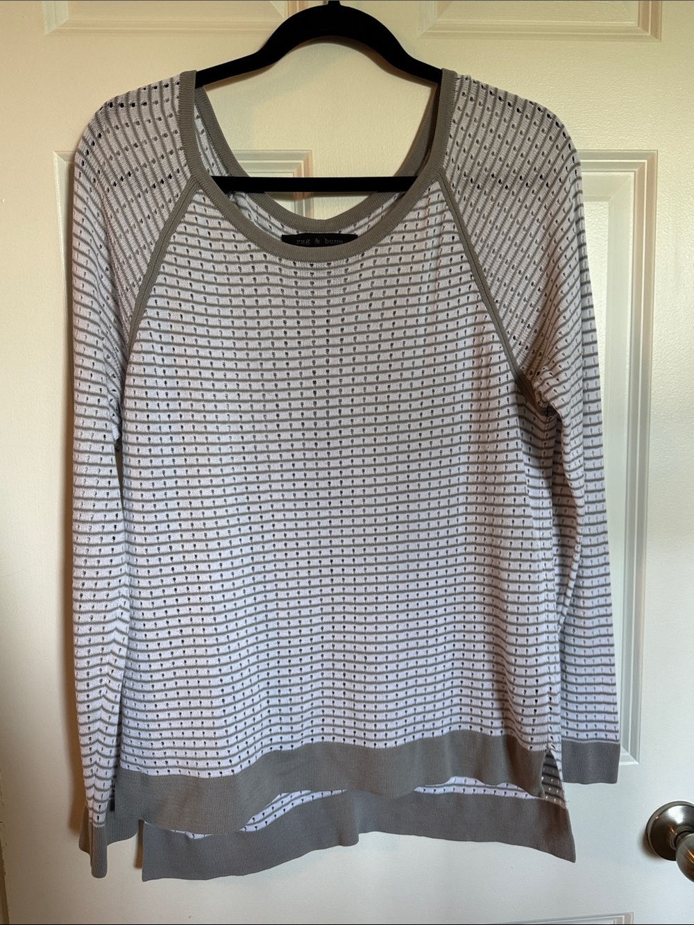 rag & bone Gray and White Striped Knit Top